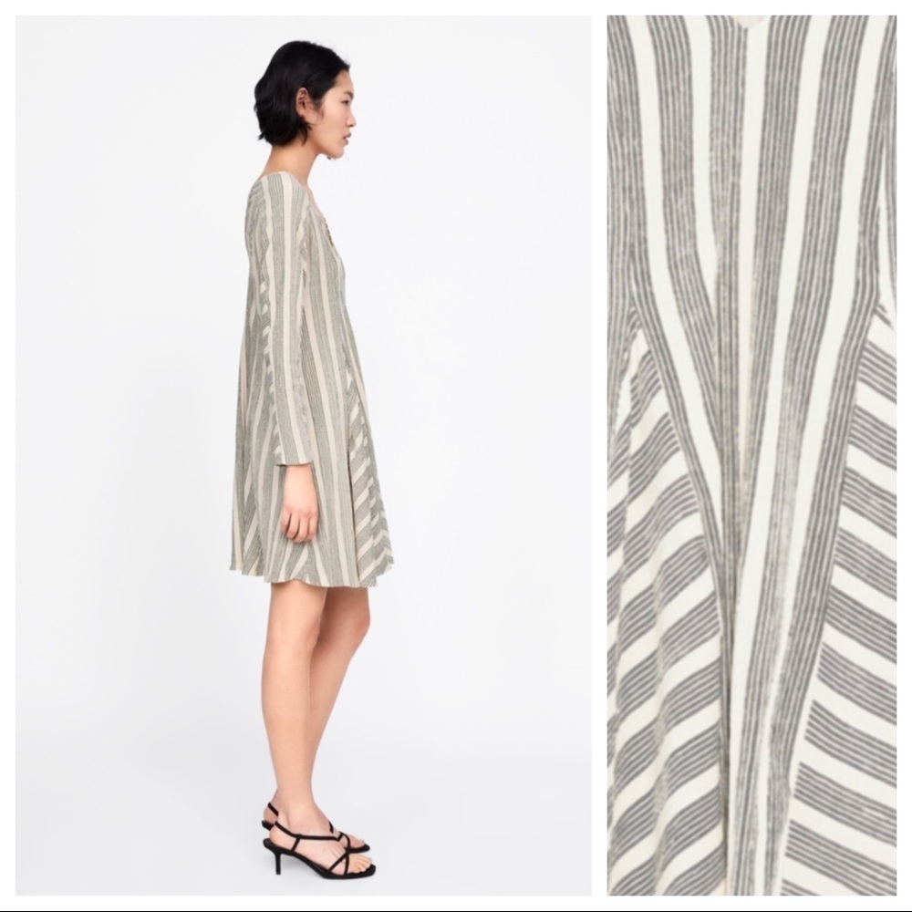 🌹NWT. Zara Two-toned Striped Mini Dress. Size M. - Picture 4 of 8